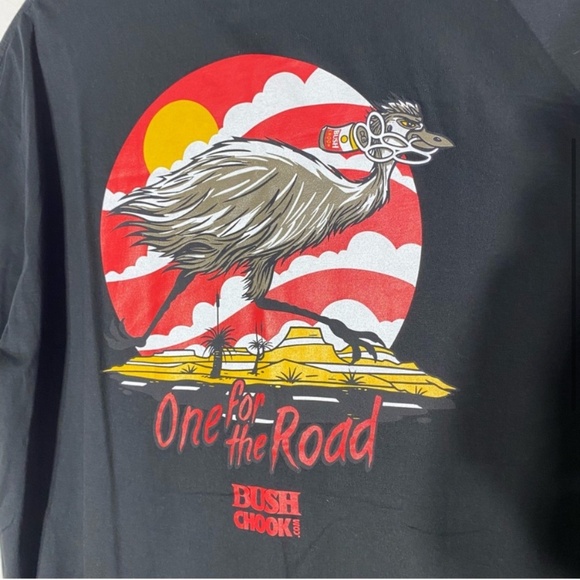 Bush Chook Black One For The Road Beer Promo Roadrunner T Shirt 2X - Picture 4 of 11